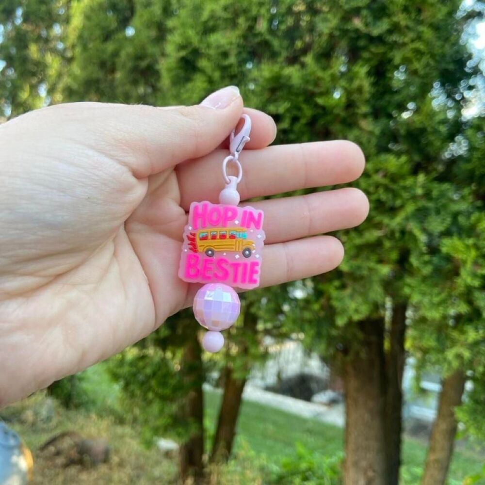 Hop In Bestie keychain with beads